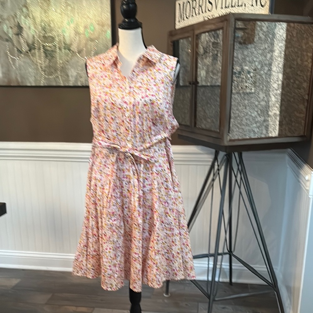 Torrid Pink and Orange Sleeveless Collared button up Sundress